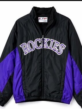 Vintage Colorado Rockies Jacket Majestic Y2K Black Purple Large